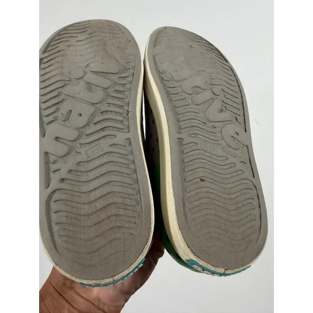 Native Shoes Jefferson Gray Green Slip-On Sneakers Kids Size 2 kid
